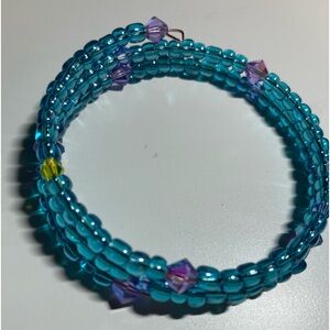 Handmade, sparkling blue bracelet multiple shades, wrap style, bracelet stack